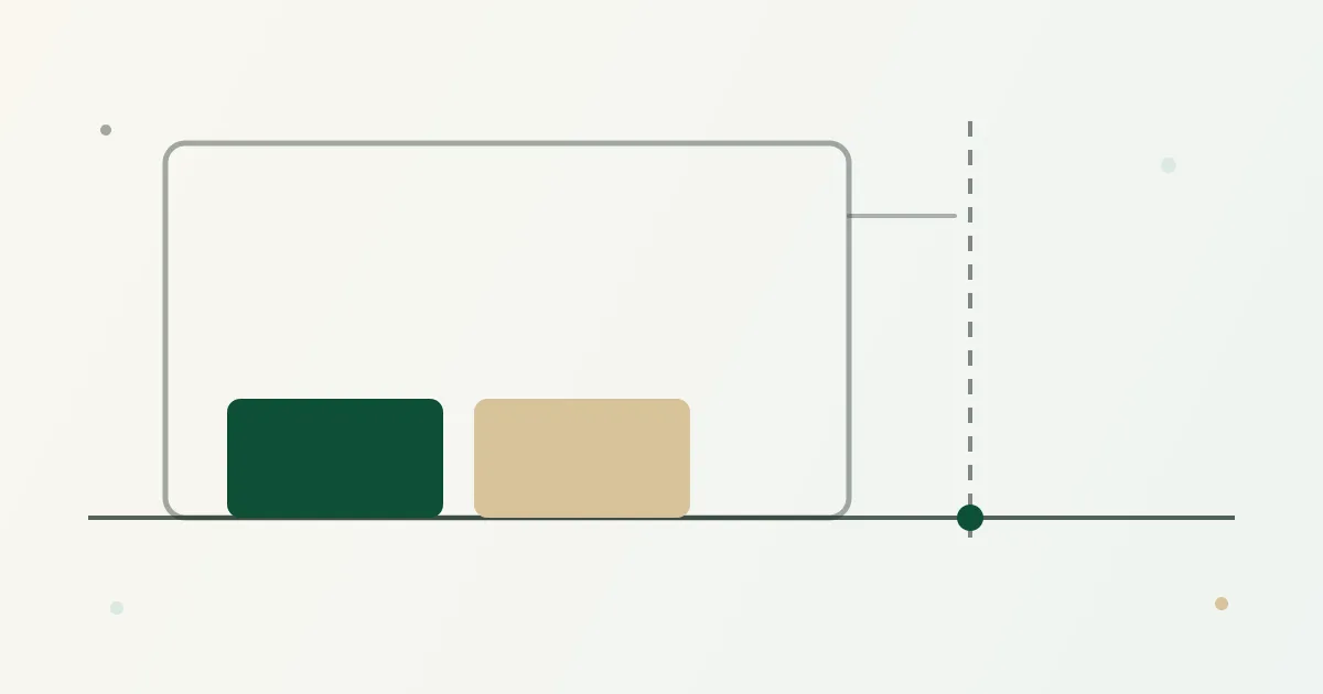 Un contorno rectangular grande con dos piezas pequeñas macizas apoyadas dentro, y a su derecha una línea vertical de puntos que termina en el suelo común